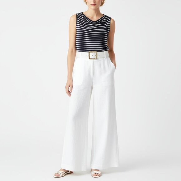 Laundry Silk Blend  Blue & White Striped Embellished Trim Sleeveless Tank Top L - Picture 6 of 7